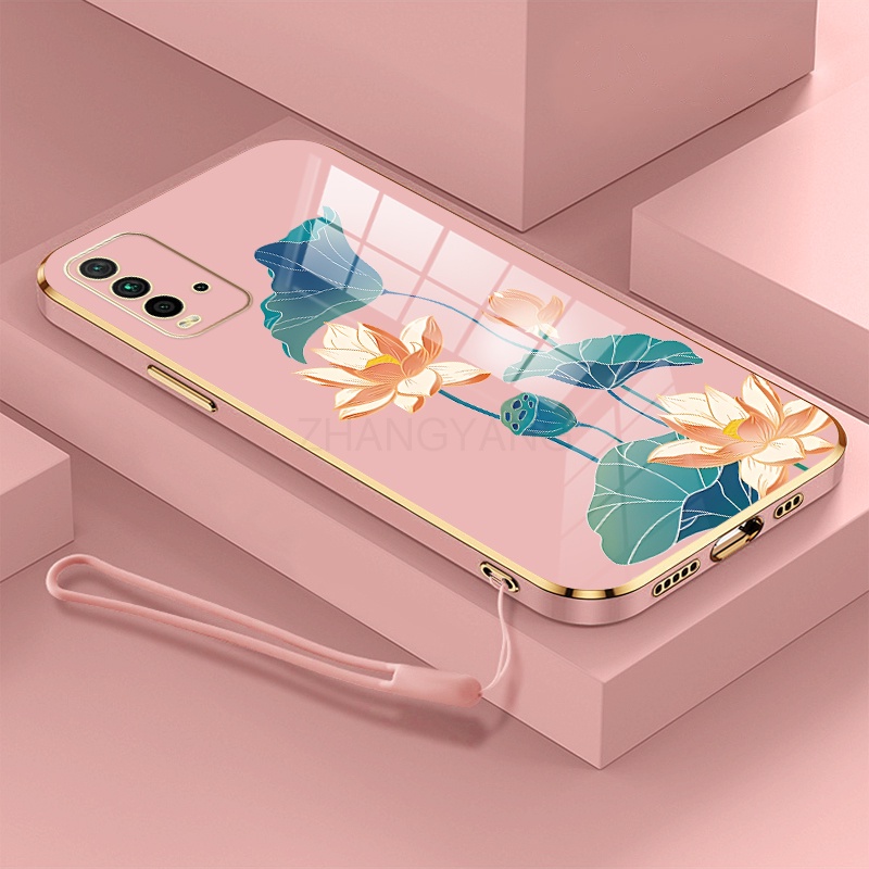 ốp lưng Redmi 9t ốp điện thoại Redmi 9t Ốp Điện Thoại TPU Dẻo Mạ Màu Họa Tiết Hoa Sen Sang Trọng