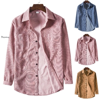 Mens Coat Shirt Jacket Cord Tops Outwear Pockets Coat Denim Autumn L XL 2XL Button Mens Vintage Retro Corduroy