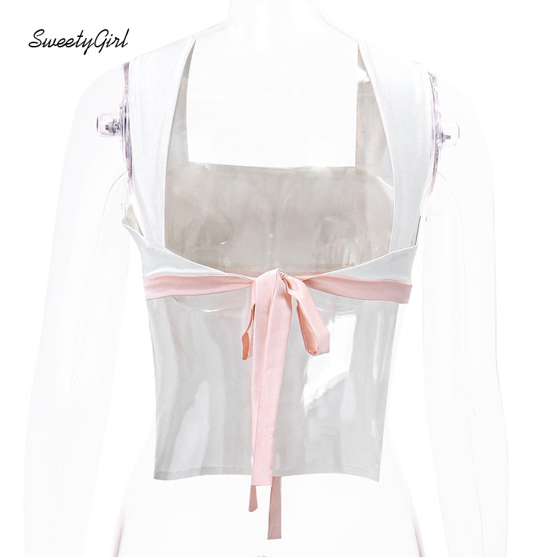 Áo Tank Top Ôm Dáng Hở Vai Đính Nơ Phối Màu Tương Phản Thời Trang 2022 Cho Nữ