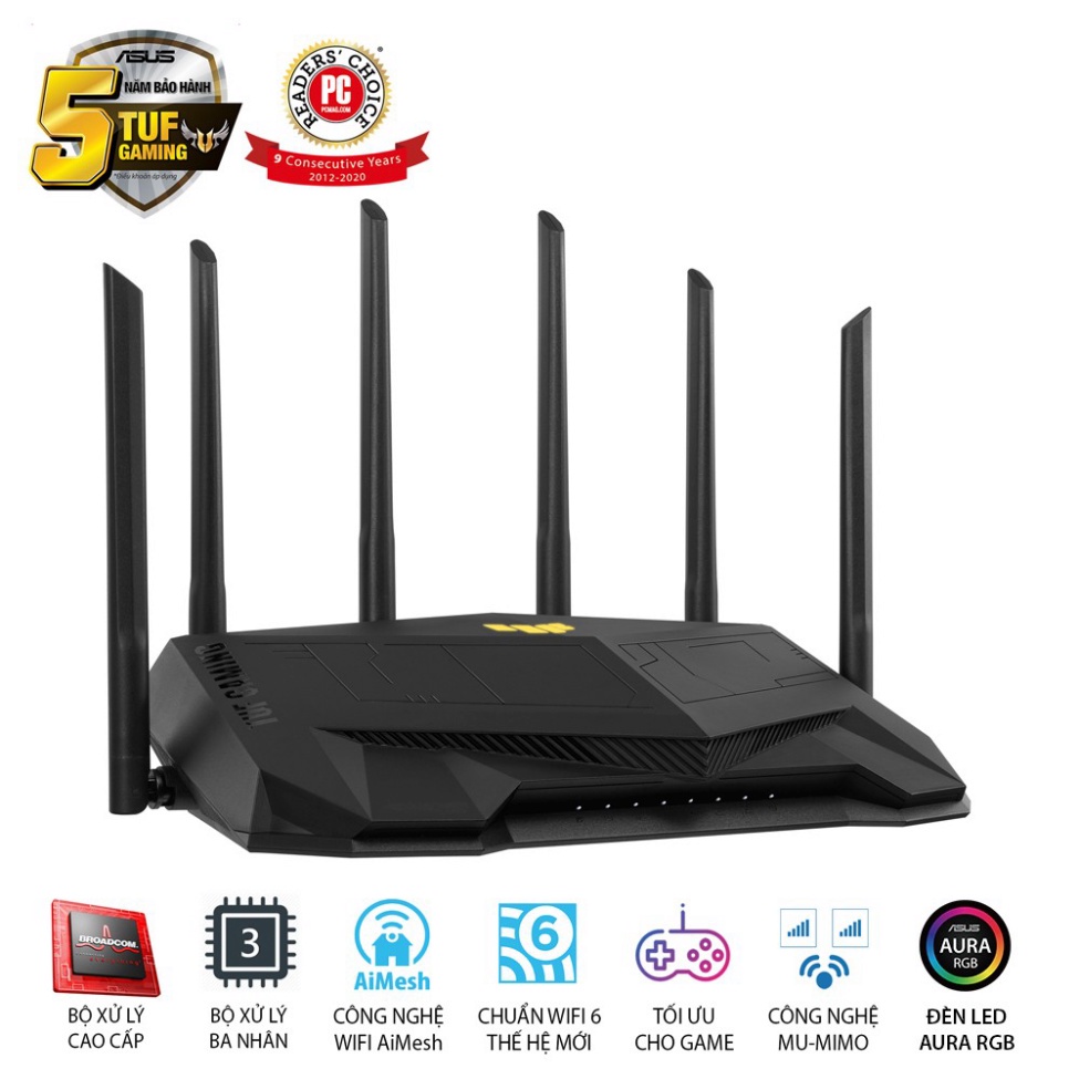 Bộ phát wifi (Router) ASUS TUF Gaming Băng Tần Kép TUF-AX5400 | Wifi 6 (802.11ax) | AiMesh WIFI Mesh | MU-MIMO |