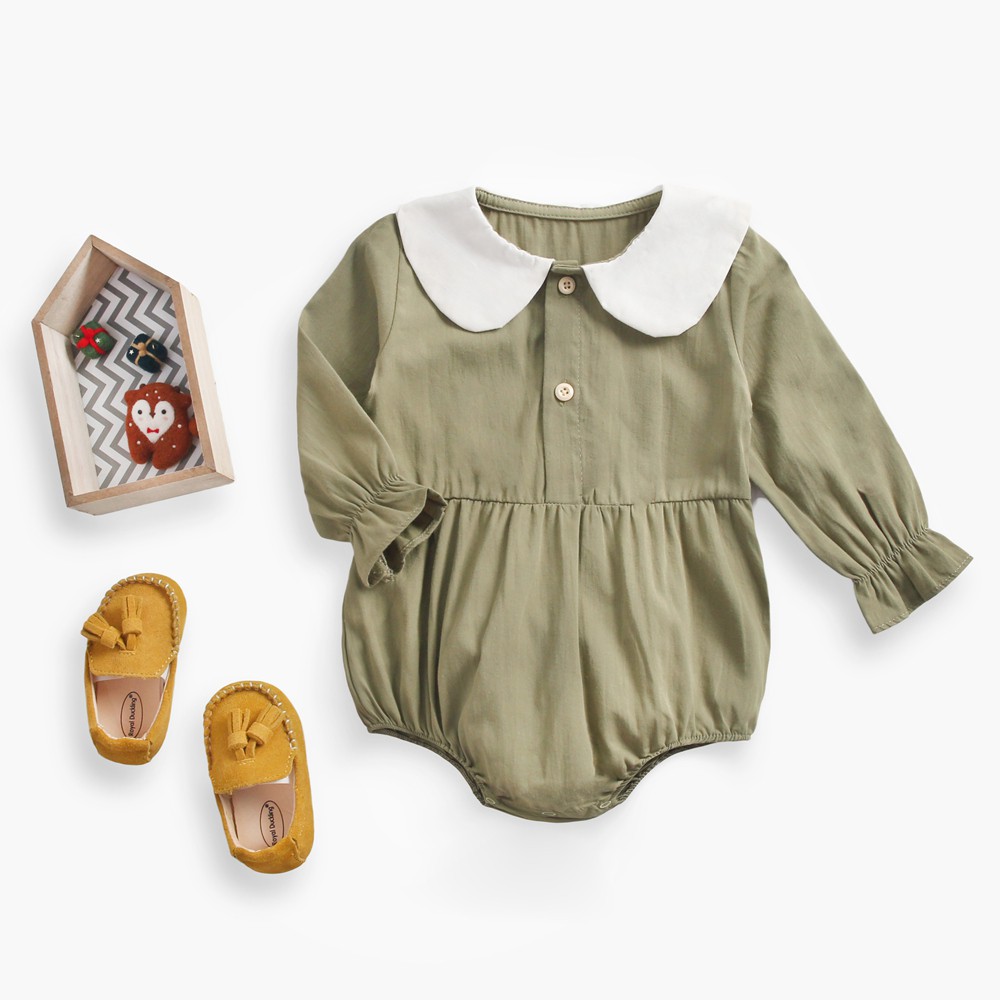 Bộ Áo Liền Quần Cotton Sanlutoz Dài Tay Thời Trang Cho Bé Gái Sơ Sinh