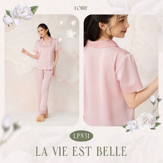 Bộ Pijama Lụa Basic Cổ Voan Tơ Loirechic LPN31