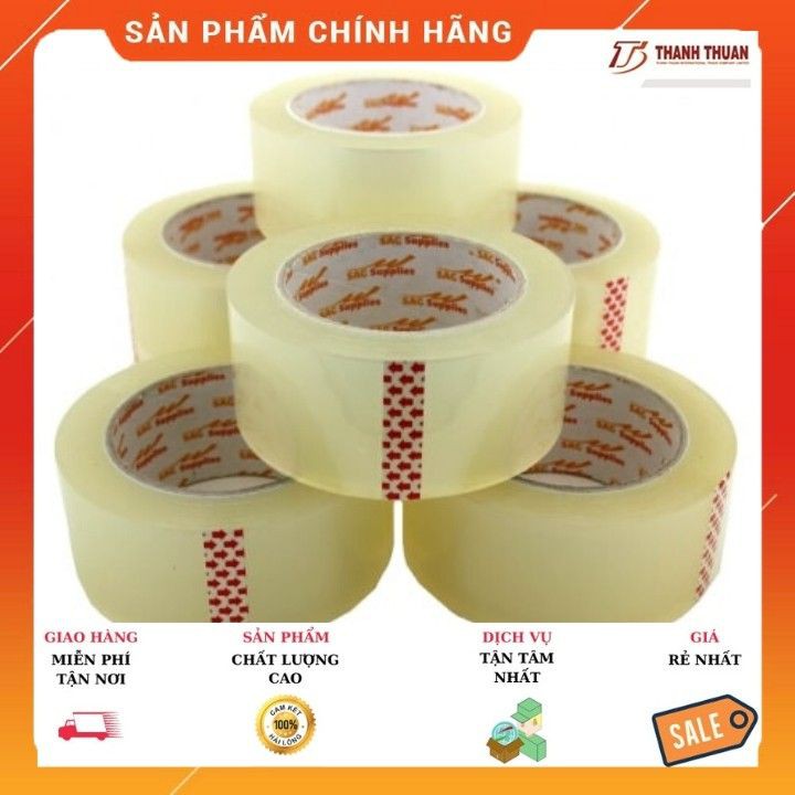 1 cây Băng keo trong 100y ( 6 cuộn) 1 kg siêu dính để dán giấy, thùng carton