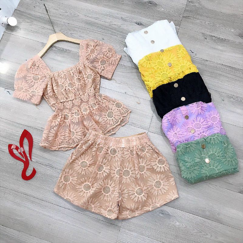 Set bộ ren hoa nổi 3 D hướng dương