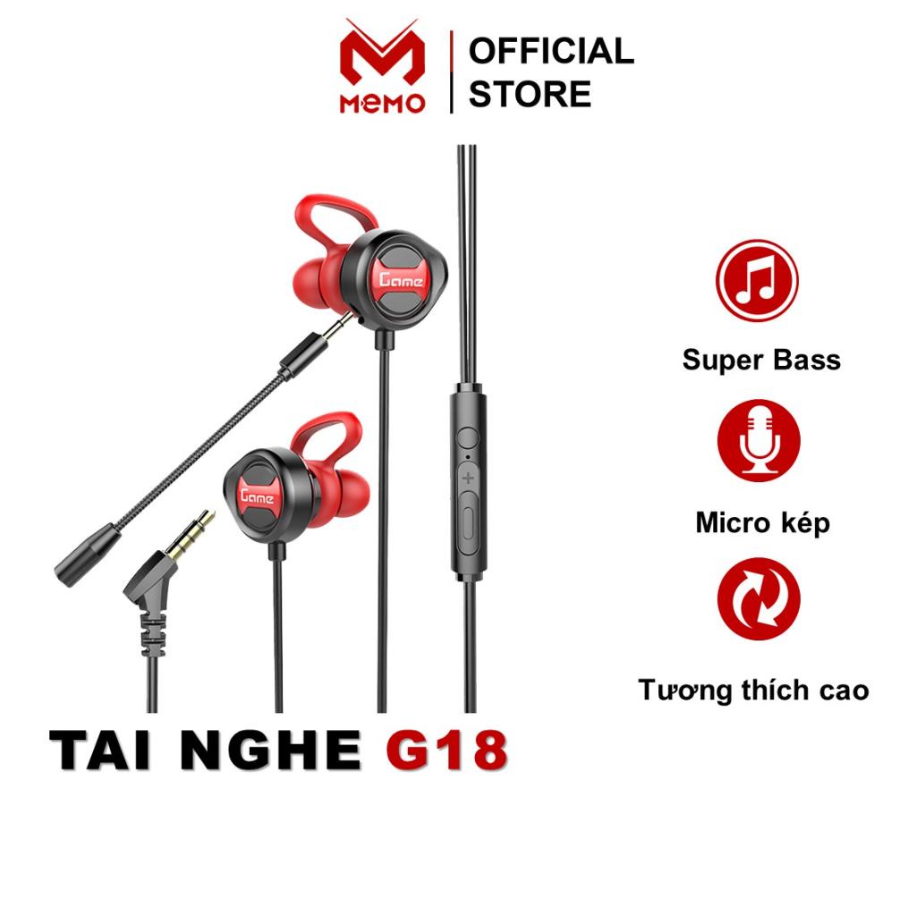 Tai nghe gaming MEMO G18 cho game thủ chơi game điện thoại Pubg / FF / Liên Quân có 2 micro call team - Hàng Chính Hãng