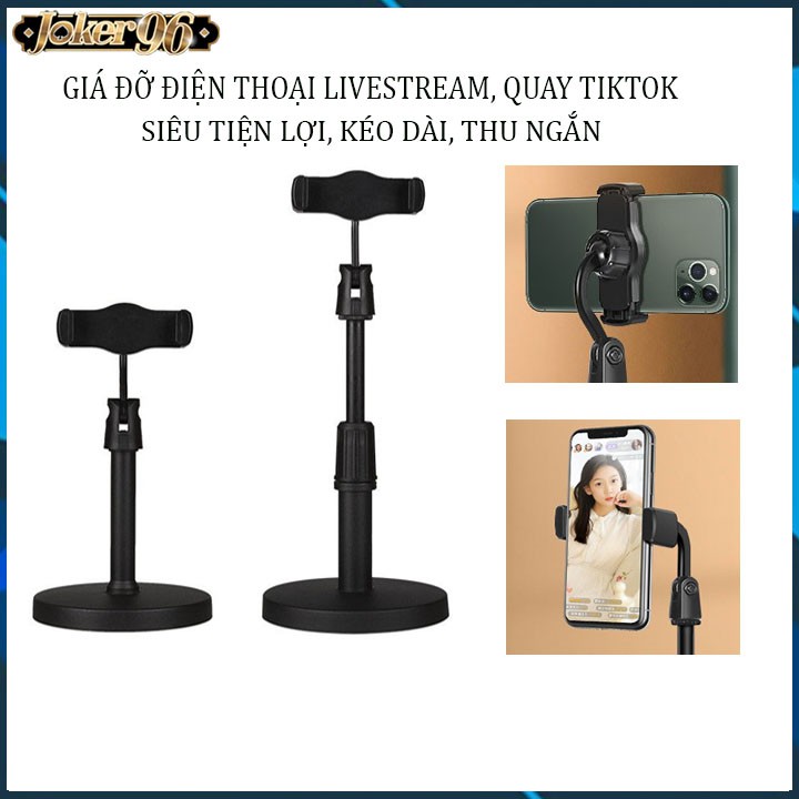 [1Đ] Giá đỡ kẹp điện thoại chụp ảnh, livestream, quay titok có thể kéo dài thu ngắn, xoay 360 độ