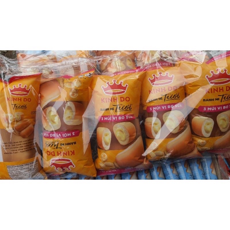 COMBO 5 CÁI BÁNH MÌ TƯƠI 3 MÚI VỊ BƠ SỮA KINH ĐÔ HSD:10->13 NGÀY