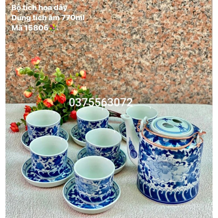Bộ ấm tích vẽ hoa dây size 0,75l, 1,5 Lít hàng Bát Tràng