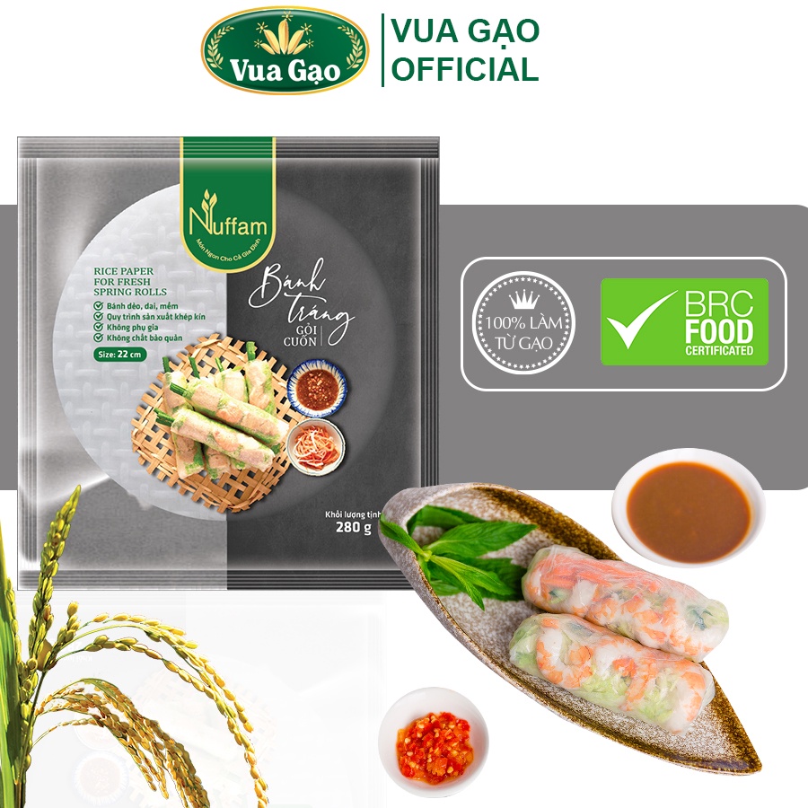 [MUA 3 TẶNG 25K] Bánh Tráng Gỏi Cuốn 280gr - Chính Hãng Nuffarm - Dẻo, Dai, Mềm, Thơm Ngon (Cam kết date mới)