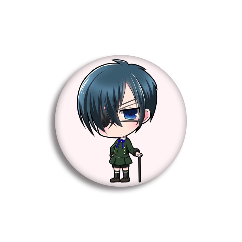 (m01) Huy hiệu cài áo IN HÌNH Hắc quản gia anime chibi dễ thương tiện lợi