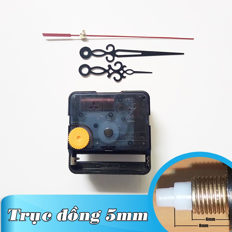 Kim trôi - Bộ kim đen kiểu 8cm và Máy đồng hồ treo tường loại tốt - Trục 5mm