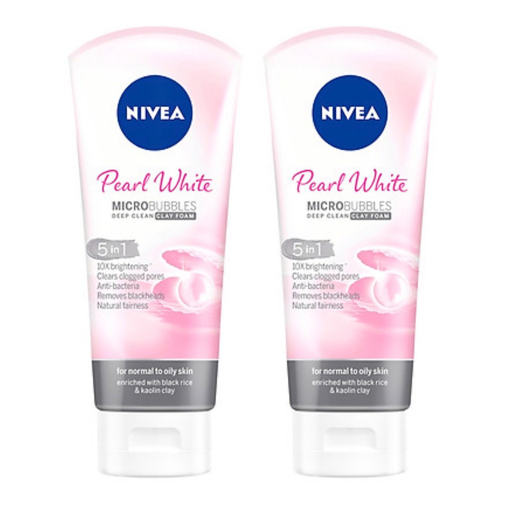 Sữa rửa mặt NIVEA Pearl White đất sét giúp trắng da 100ml