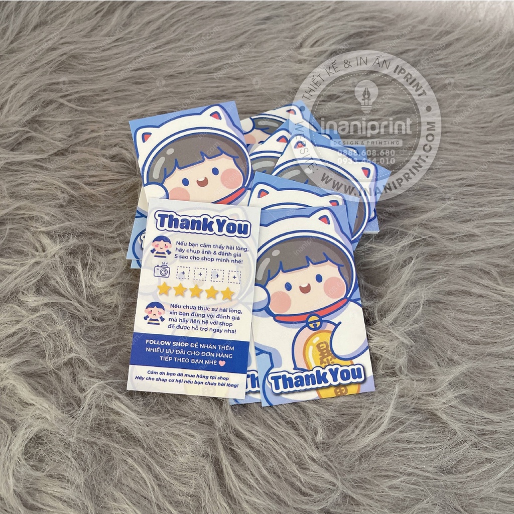 Thiệp Cám Ơn Giá Rẻ, Card Cám Ơn Mèo May Mắn - MS: 089