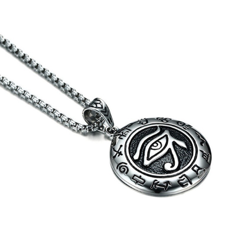 Mặt dây chuyền bằng thép không gỉ của nam giới Vòng cổ Bùa thần Horus Ai Cập cổ đại
