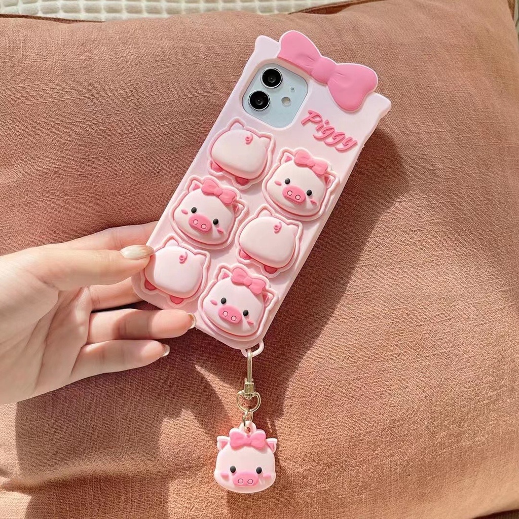 Ốp Điện Thoại Chống Sốc Hình Chú Heo Hồng Cho iPhone 13/12/11 Pro Max/Xr/Xs Max/6/7/8 Plus
