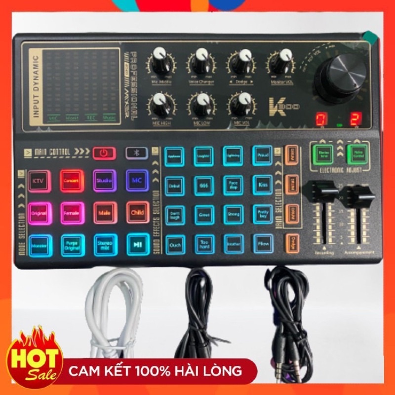 Sound card k300 có bluetooth auto tune hỗ trợ các mic thu âm livestrea-hát Bigo, Tik Tok, Facebook