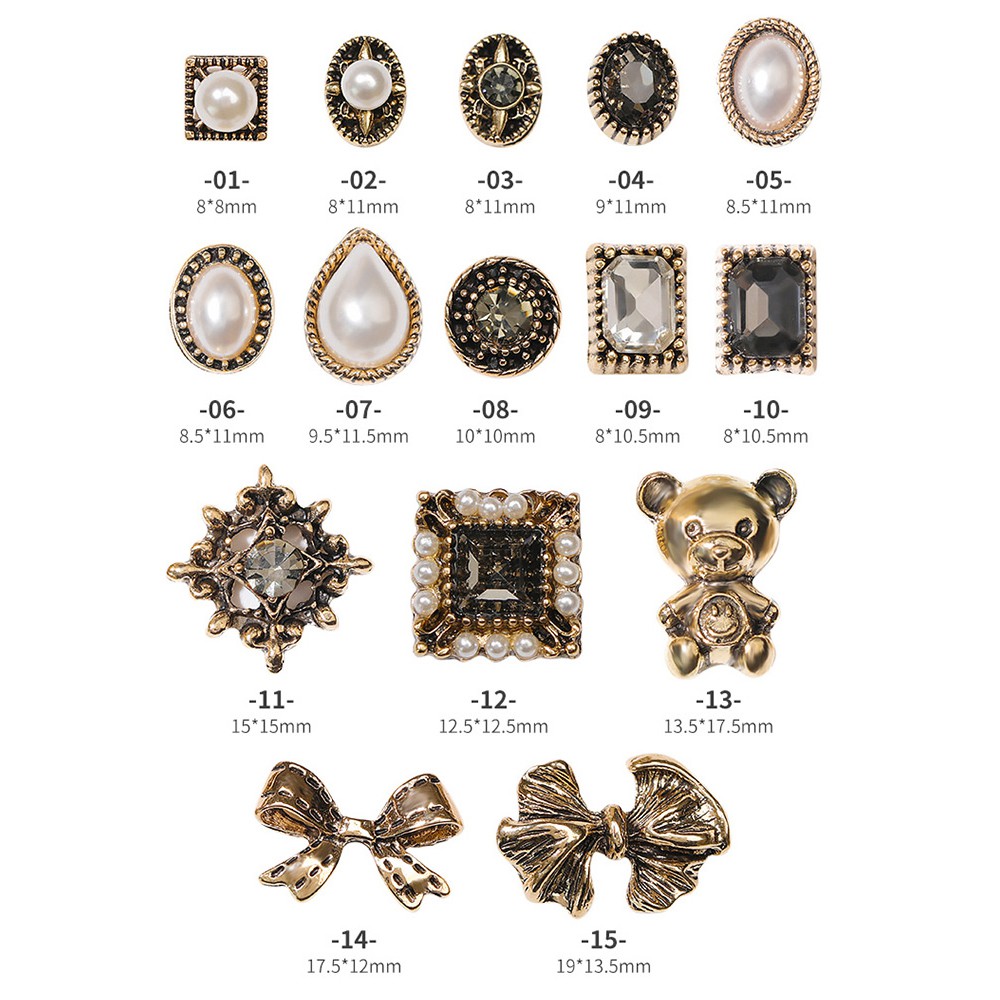 Hạt Charms Phụ Kiện Trang Trí Móng Tay Phong Cách Vintage