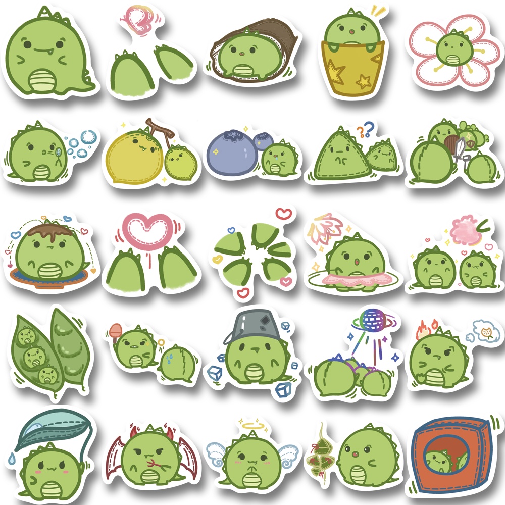 Bộ 50 Miếng Dán Trang Trí laptop Hình Khủng Long Dễ Thương Chống Thấm Nước