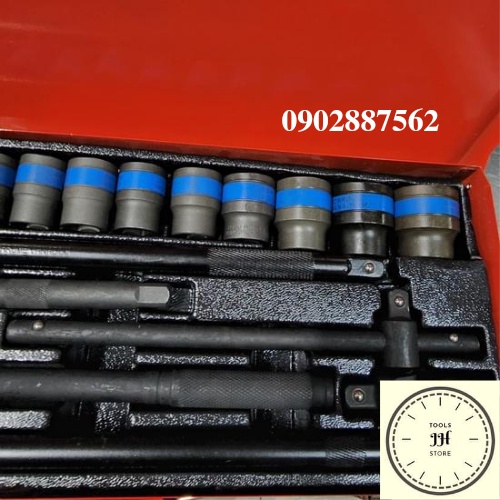 bộ tuýp khẩu 24 món chất liệu thép đen cao cấp 1/2 (8-32mm)