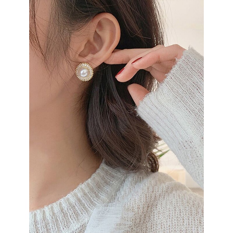 Khuyên Tai Hợp Kim Bạc 925 Đính Đá Ngọc Trai Nhân Tạo Thời Trang