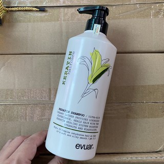 Cặp Dầu Gội Xả KERATIN EVUAR 758ml. Phục Hồi Tóc Hư Tổn, Chống Rụng Và Kích Thích Mọc Tóc.Hàng Chính Hãng NAMI