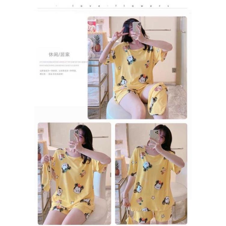 bộ đồ mặc nhà big size màu vàng mickey kèm túi size 55-65kg ! vv ⚡ ^