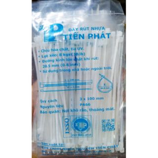 Sợi dây rút nhựa trắng 1 bịch 3 x 100 mm