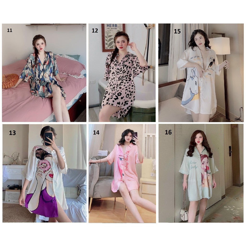 Đầm Ngủ Lụa Satin Cổ Bèo - Cổ Sơ Mi (P1)