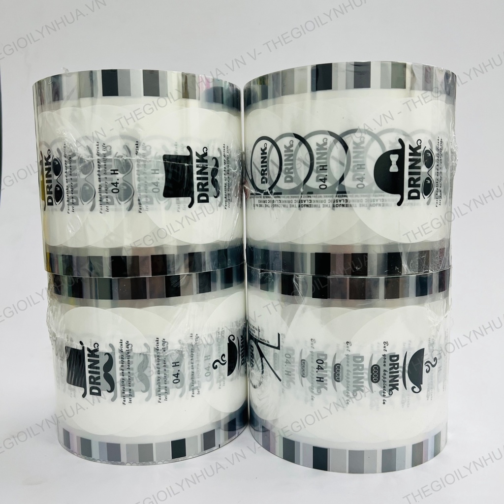 Màng dập cốc nhựa in sẵn 2400 logo, cuộn màng ép ly nhựa, cuộn seal dập cốc trà sữa 04H
