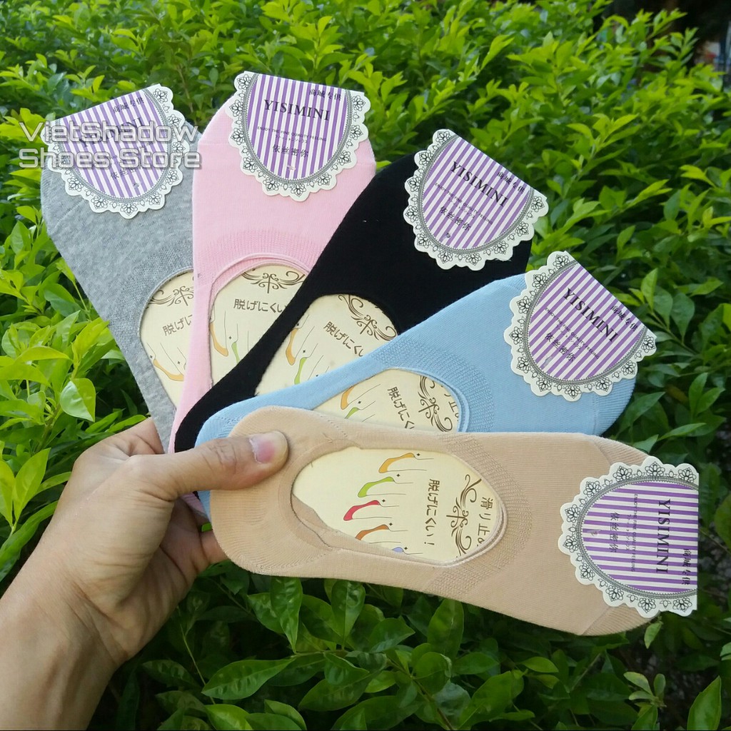Tất lười nữ YISIMINI - Chất liệu cotton, gót có silicone chống tuột - Hàng xuất Nhật