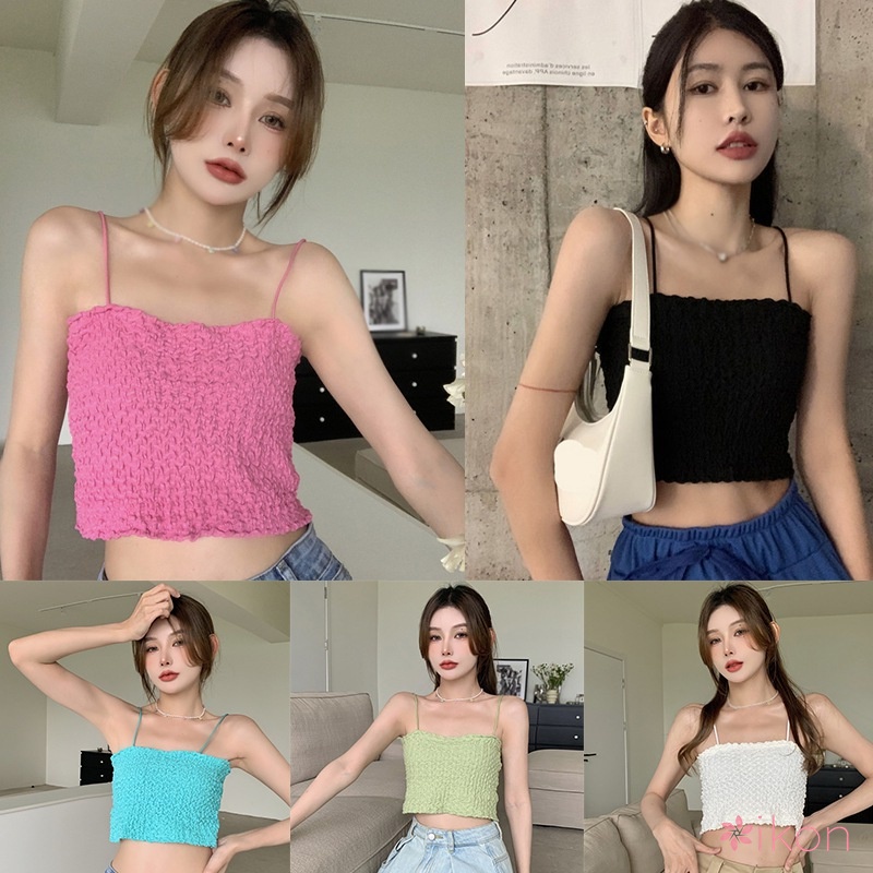 Áo Croptop Hai Dây Màu Sắc Trơn Thời Trang Mùa Hè Dành Cho Nữ