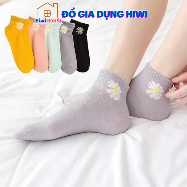Túi 10 Đôi Tất Nữ Cổ Ngắn Cotton Hoa Cúc