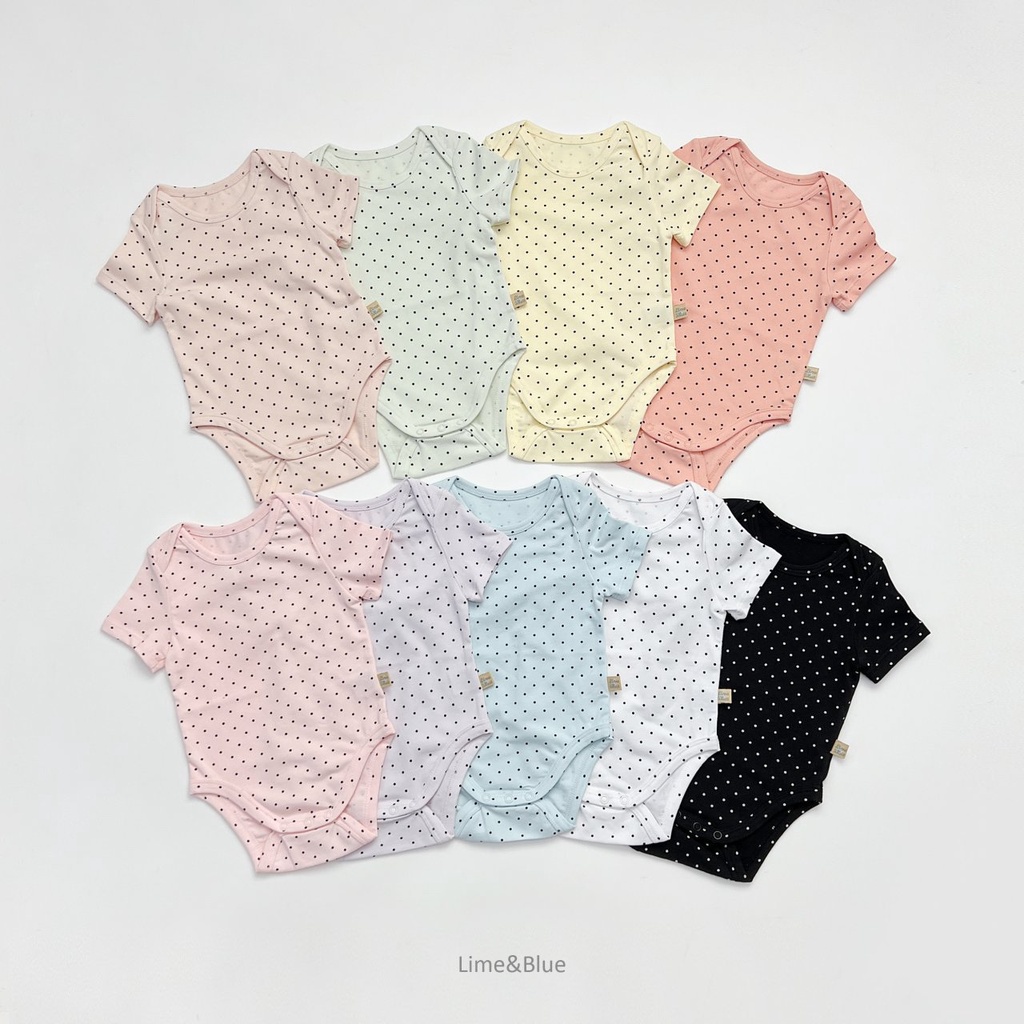 Lime&Blue bodysuit chấm bi cho bé trai , bé gái
