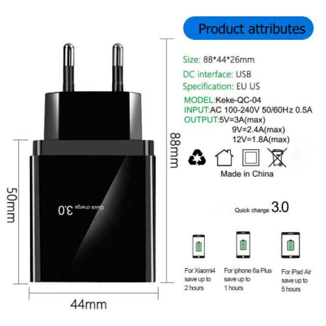 cốc sạc, củ sạc nhanh quick charge qc 3.0 | WebRaoVat - webraovat.net.vn