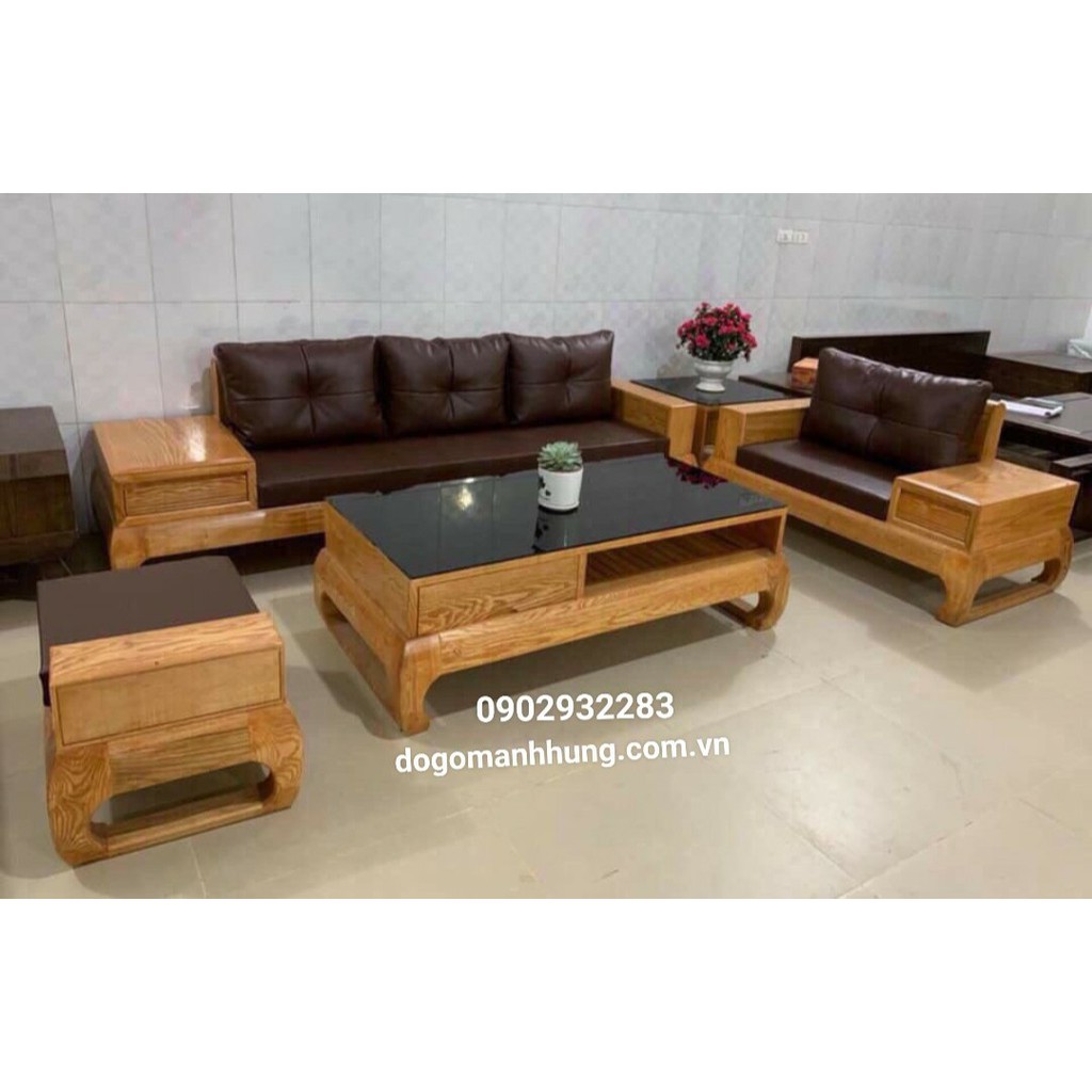 Bộ bàn ghế salon,sofa góc gỗ sồi mẫu mới nhất giá tại xưởng