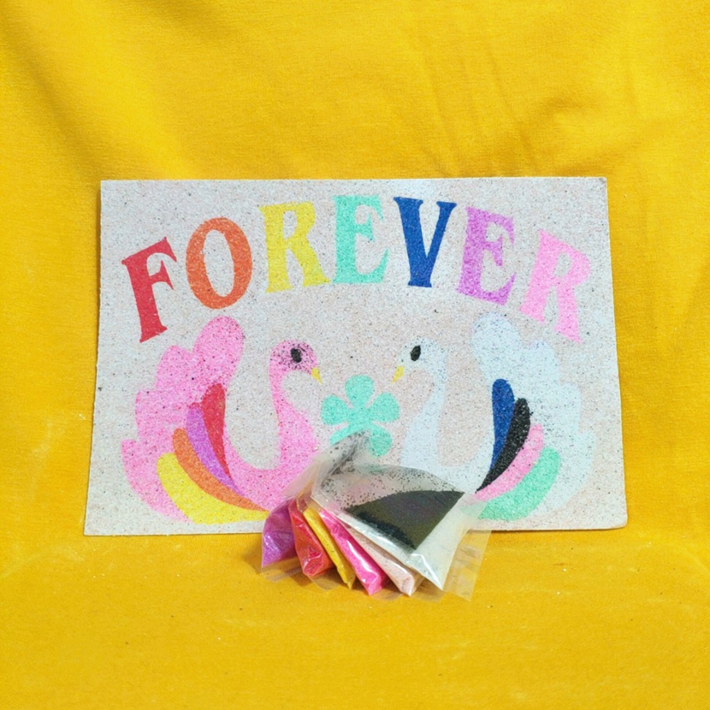 ❤️ Tranh cát cho bé tập tô màu có kèm cát - Size NHỎ 12 x 18 cm