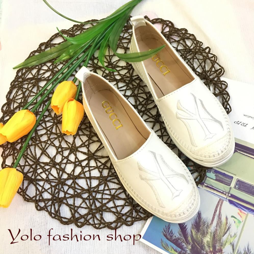 [Hình thật] NY Giày lười slip on nữ da mềm thêu chữ cao cấp | BigBuy360 - bigbuy360.vn