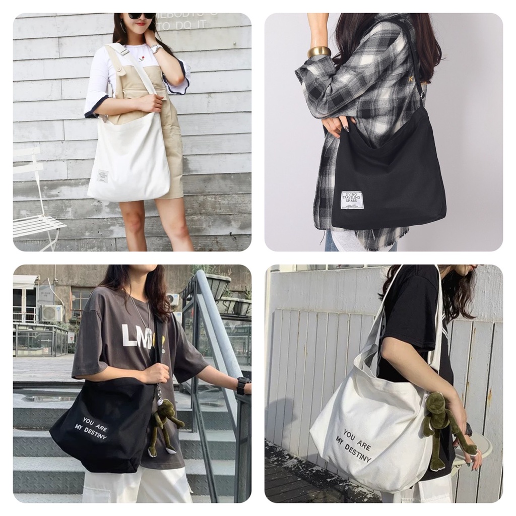 Túi đeo chéo ulzang nam nữ vải canvas túi đeo vai đi học đi chơi phong cách unisex -Hakastore