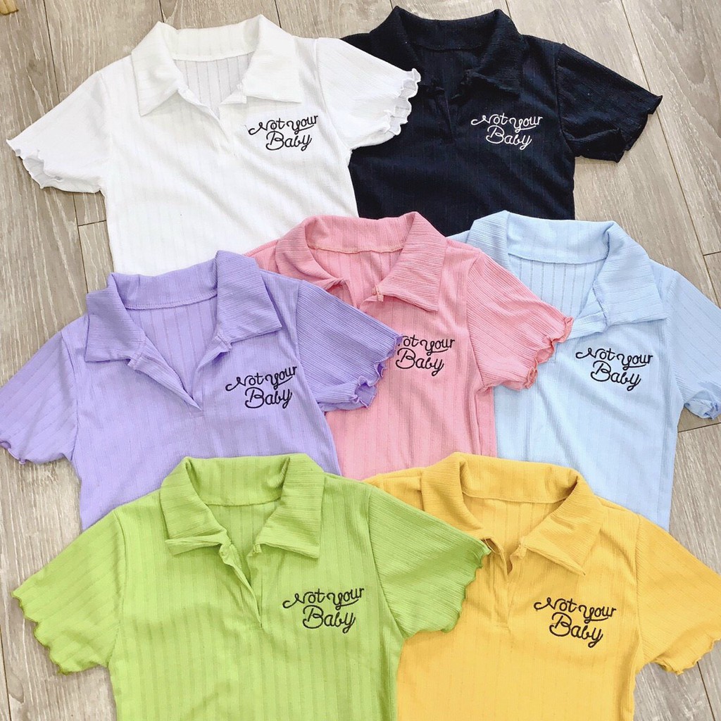 Áo croptop polo chất thun gân thêu chữ baby, phù hợp đi chơi đi hẹn hò nhiều phong cách. đủ màu, ảnh thật tự chụp