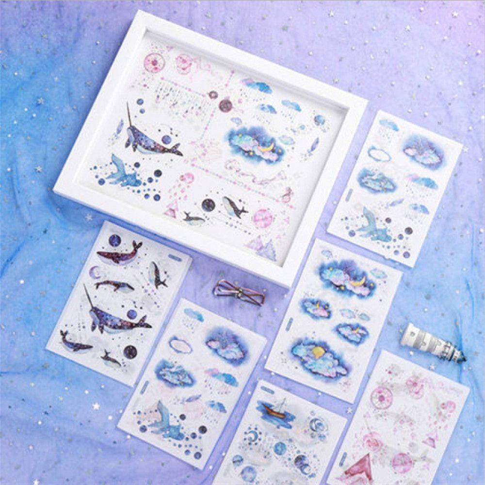 LAKAMIER Bộ 6 Tấm Sticker Dán Trang Trí Sổ Tay Nhật Ký Xinh Xắn