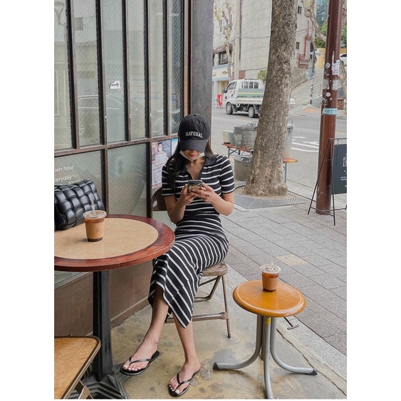 Váy Polo body Za.ra Kẻ Sọc Ngang - Đầm Polo dáng mãi xinh xắn Ulzzang style