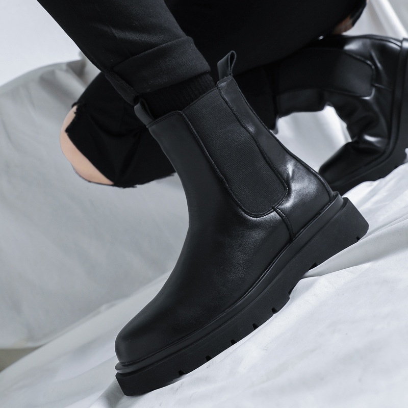 Chelsea men's short-collar English-style warm velvet boots