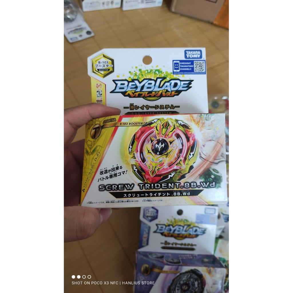 mô hình quay beyblade burst chính hãng new full box screw trident b 103