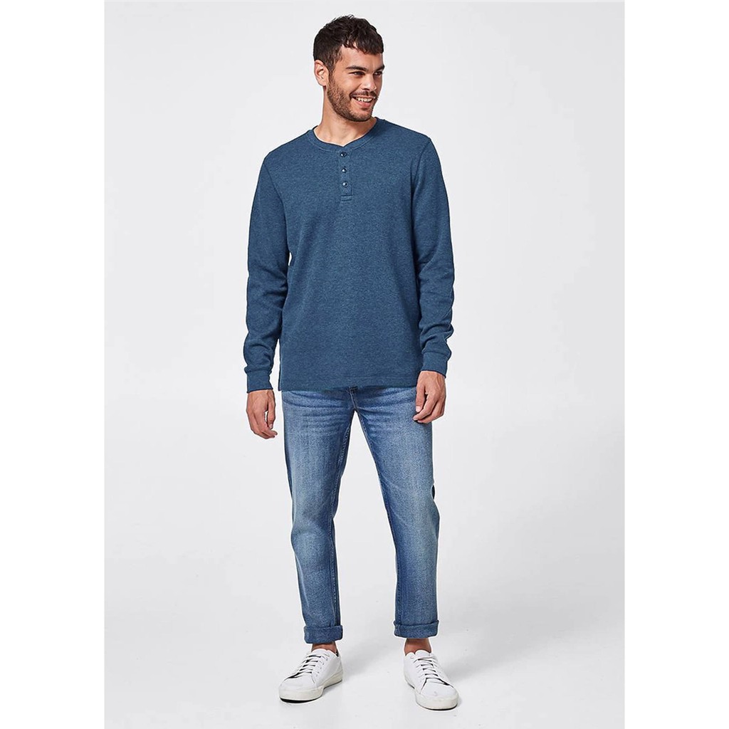 Áo Thun Nam Cổ Tròn Dài Tay Xanh Biển | BigBuy360 - bigbuy360.vn