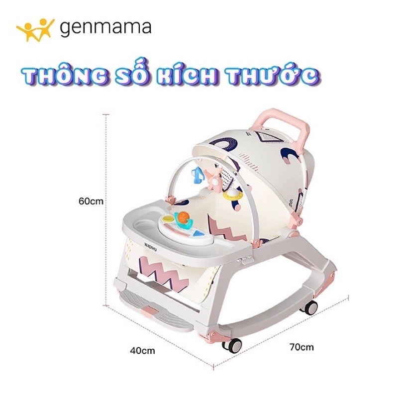 Ghế Rung bập bênh Cho Bé. Ghế đa năng Có Thú Treo Đồ có nhạc 5in1