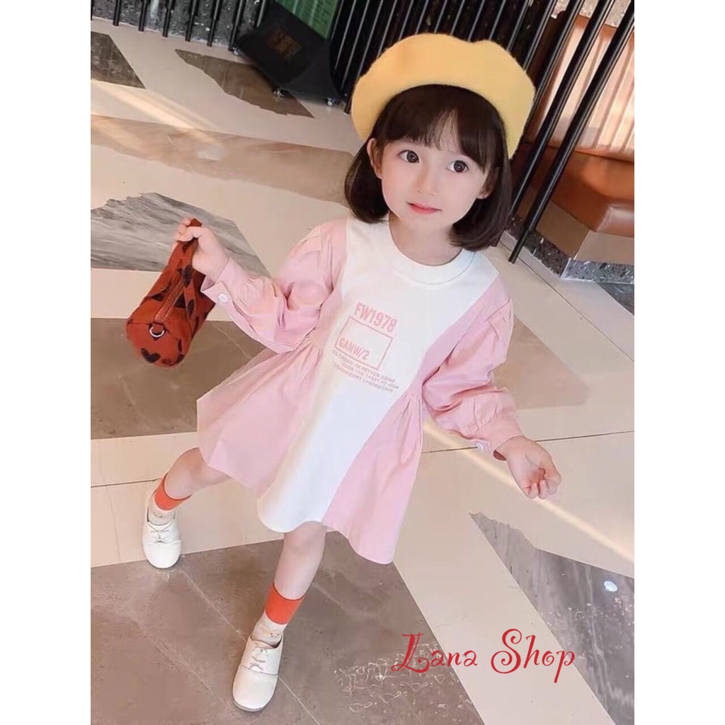Váy cho bé gái, váy bé gái chất cotton thun co giãn thoải mái cho bé từ 8-22kg chuẩn style Hàn Quốc, Lana Shop