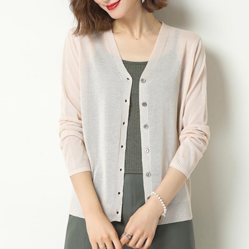 Áo Khoác cardigan Vải Lụa Lạnh Dệt Kim Mỏng Ngắn Bảo Vệ Chống Nắng Bên Ngoài Cho Nữ Năm 2021👗Purashiersacefairy dress👚】 | BigBuy360 - bigbuy360.vn