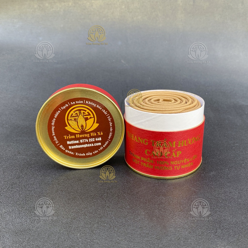 Bộ 2 hộp nhang khoanh Trầm Hương Hà Xá xông nhà 100g x 2 đồ thờ cúng phong thủy