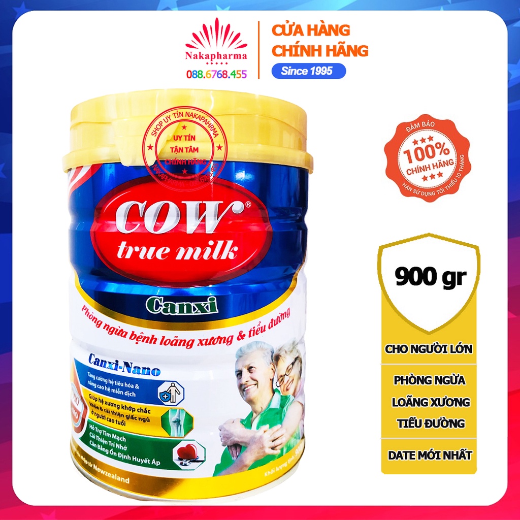 Sữa bột Cow True Milk Canxi Nano 900g – Phòng ngừa loãng xương, tiểu đường, hỗ trợ tim mạch, cải thiện trí nhớ