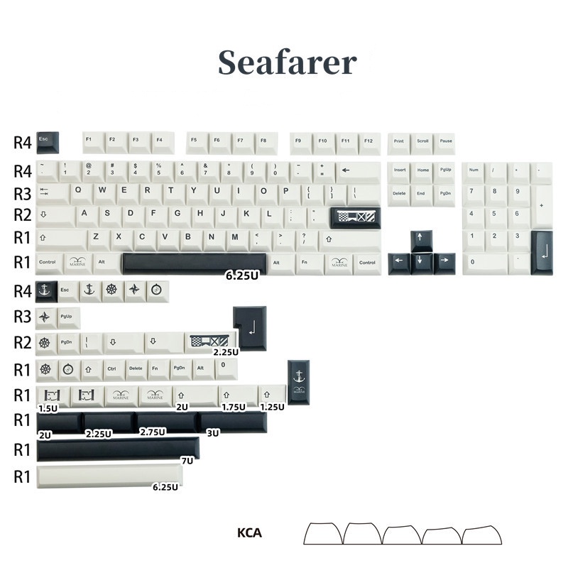 Nút Bàn Phím Cơ GMK Seafarer KCA Profile PBT Nhuộm Màu Cho Bàn Phím Cơ